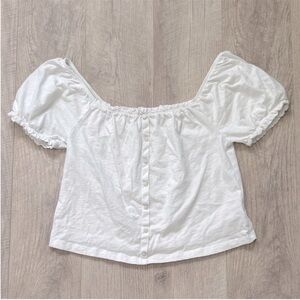 American Eagle Off the Shoulder White Button-Front Top Sz XS